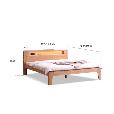 <tc>Emo solid wood bed frame with light</tc> <tc>Emo solid wood bed frame with light</tc>