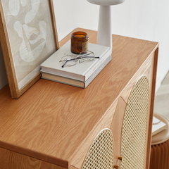 Smoky Dark Rattan Shoe Cabinet