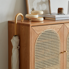 Smoky Dark Rattan Shoe Cabinet