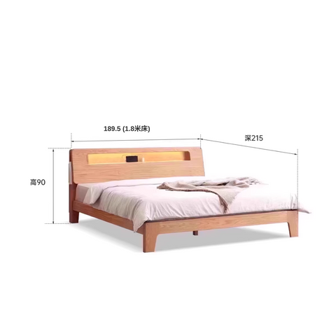 <tc>Emo solid wood bed frame with light</tc> <tc>Emo solid wood bed frame with light</tc>