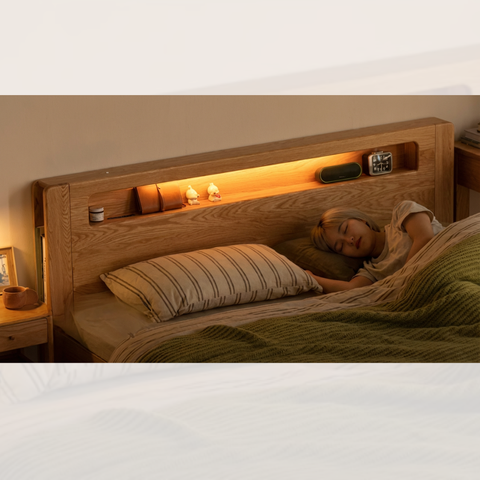 Seattle II 柔光燈橡木油壓床架 - mori home Seattle II 柔光燈橡木油壓床架 - mori home