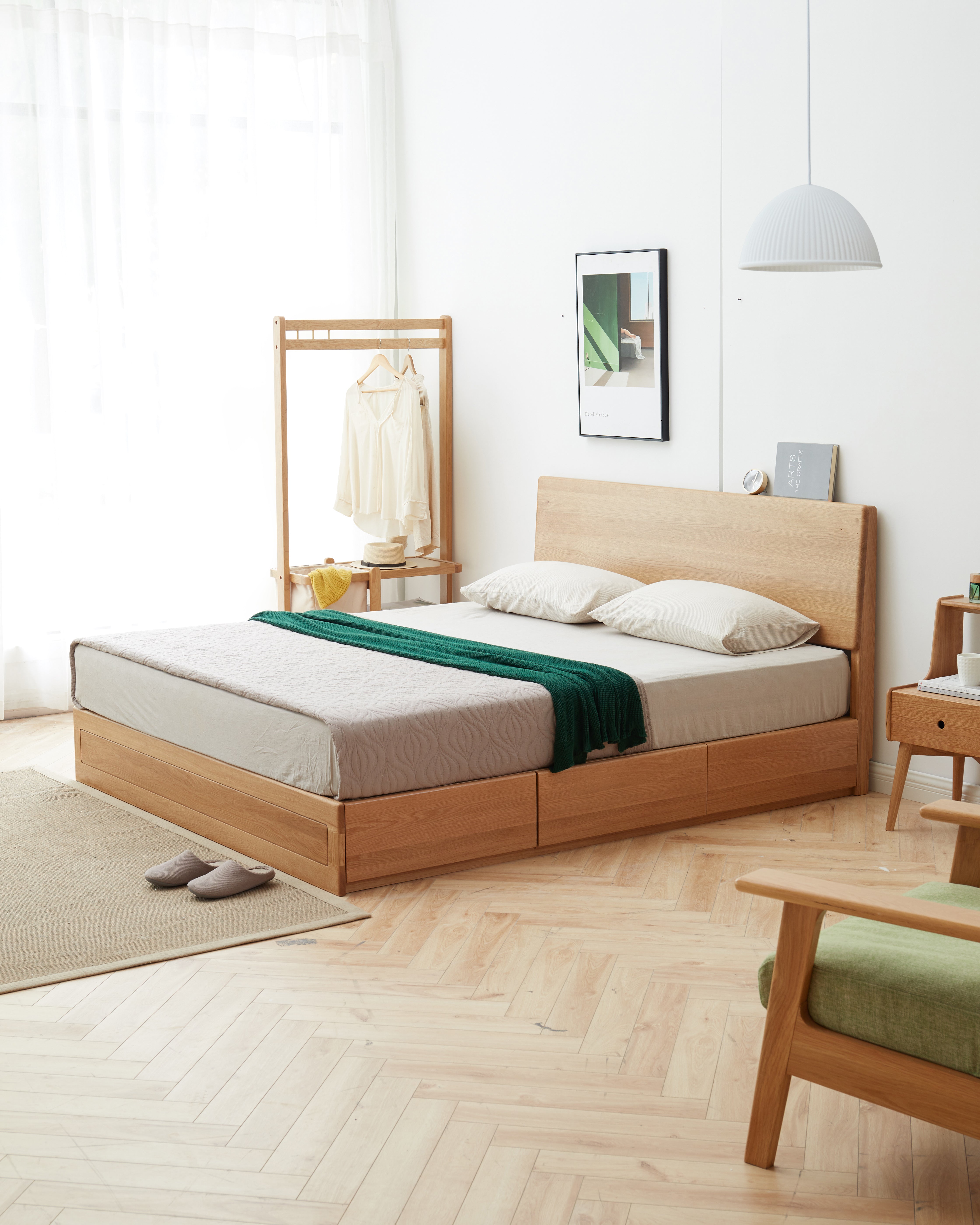 Rhine 簡約抽屜實木油壓床架