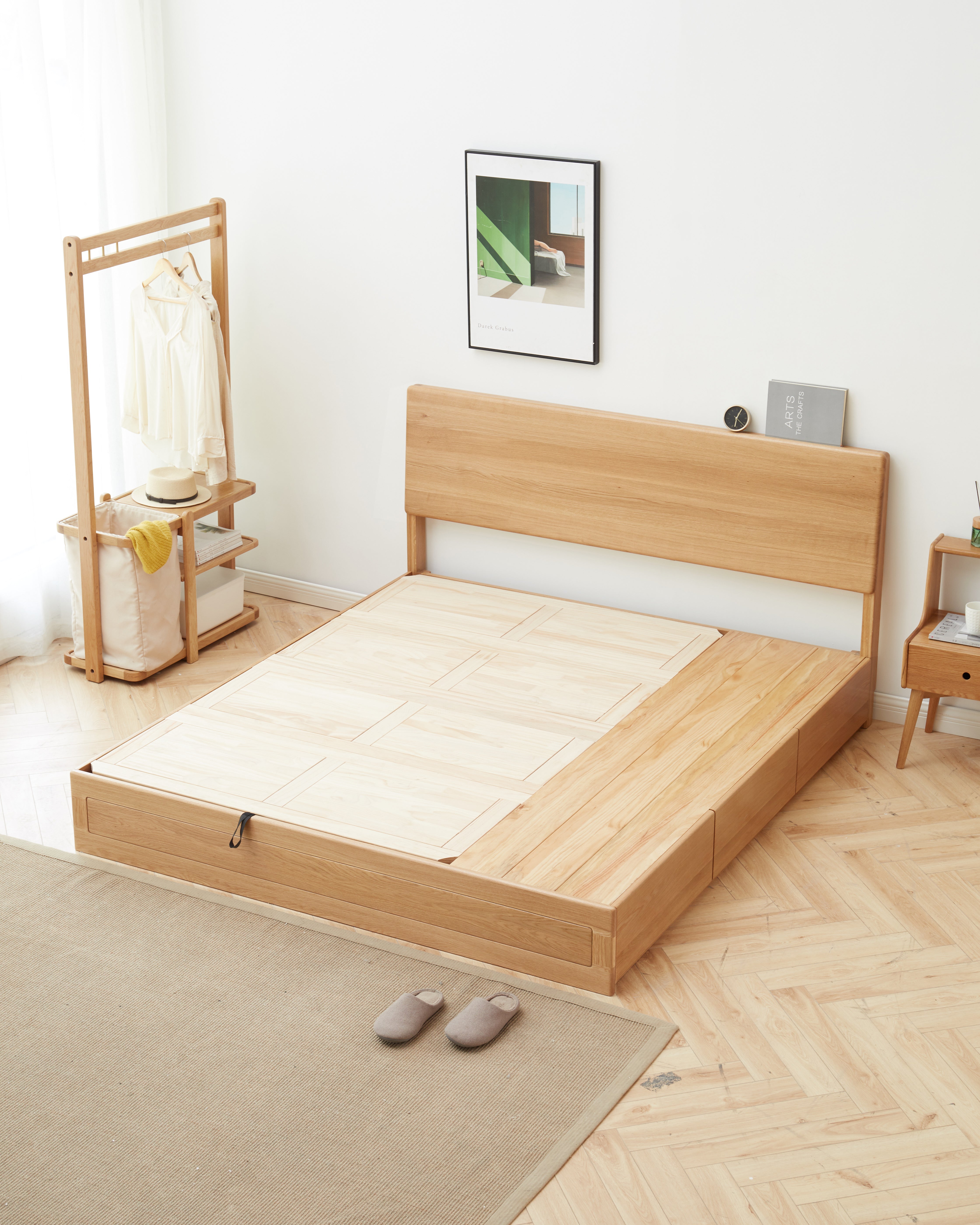 Rhine 簡約抽屜實木油壓床架