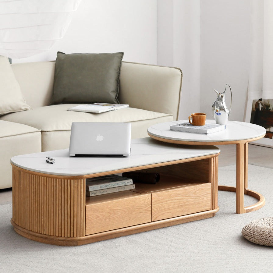 Mori Home - Rocky 原木岩板圓茶几