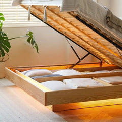 Berlin 軟包橡木油壓床 - Mori Home