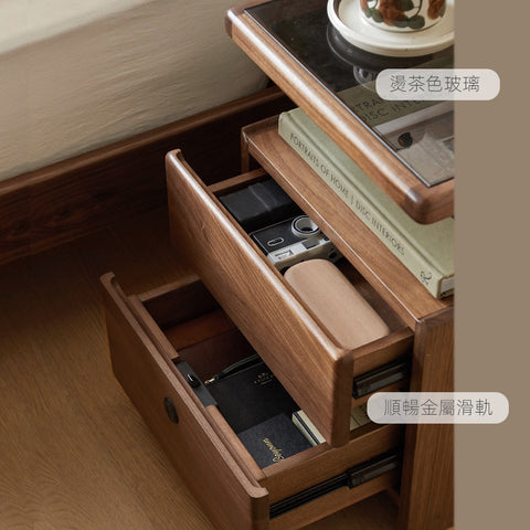 Mori Home - Walnut 無線充電帶鎖床頭櫃 Mori Home - Walnut 無線充電帶鎖床頭櫃