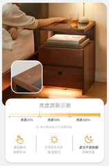 Mori Home - Walnut 無線充電帶鎖床頭櫃