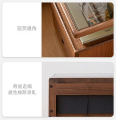 Mori Home - Walnut 無線充電帶鎖床頭櫃