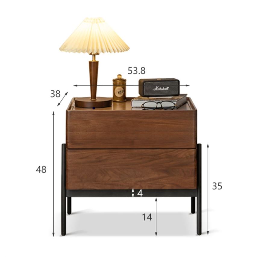 Mori Home - Walnut 兩抽屜床頭櫃