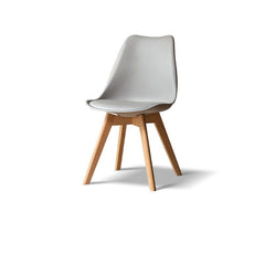 Mori Home - Eames 奶油風PU皮軟墊實木餐椅
