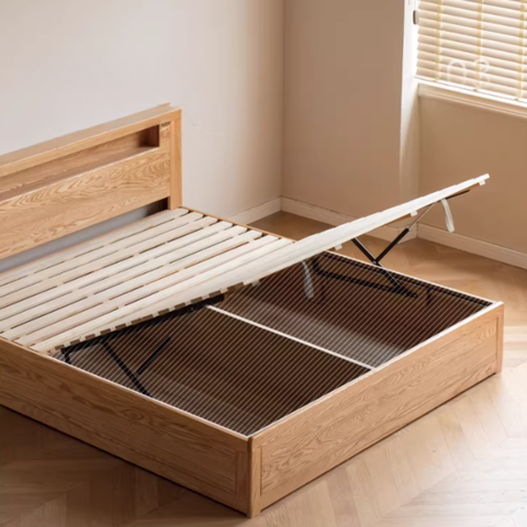 Seattle II 柔光燈橡木油壓床架 - mori home