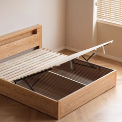 Seattle II 柔光燈橡木油壓床架 - mori home