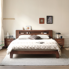 <tc>Emo solid wood bed frame with light</tc>