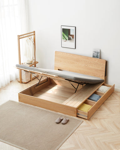 Rhine 簡約抽屜實木油壓床架