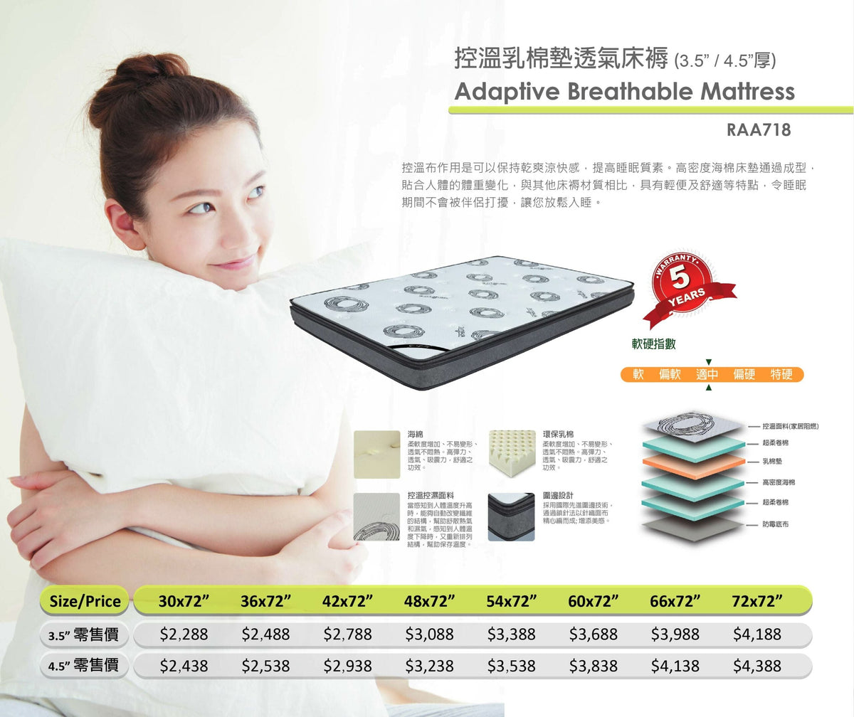 Mori Home - GoldFully 金寶麗床褥- 控溫乳棉墊透氣床褥(3.5"/4.5")