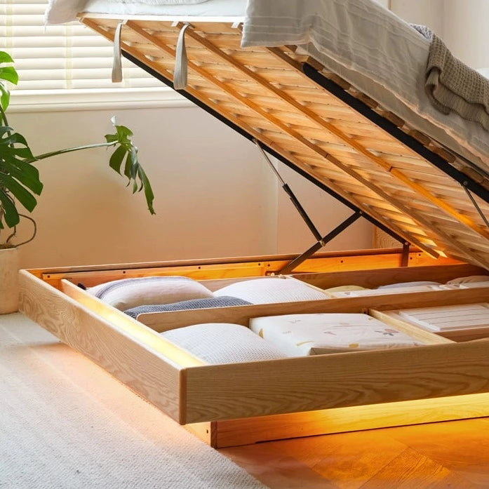 Berlin 軟包橡木油壓床 - Mori Home