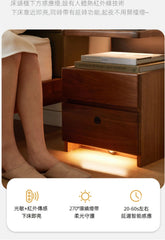 Mori Home - Walnut 無線充電帶鎖床頭櫃
