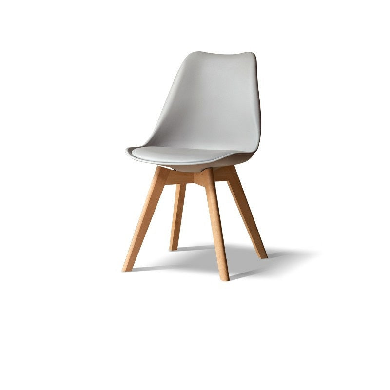 Mori Home - Eames 奶油風PU皮軟墊實木餐椅
